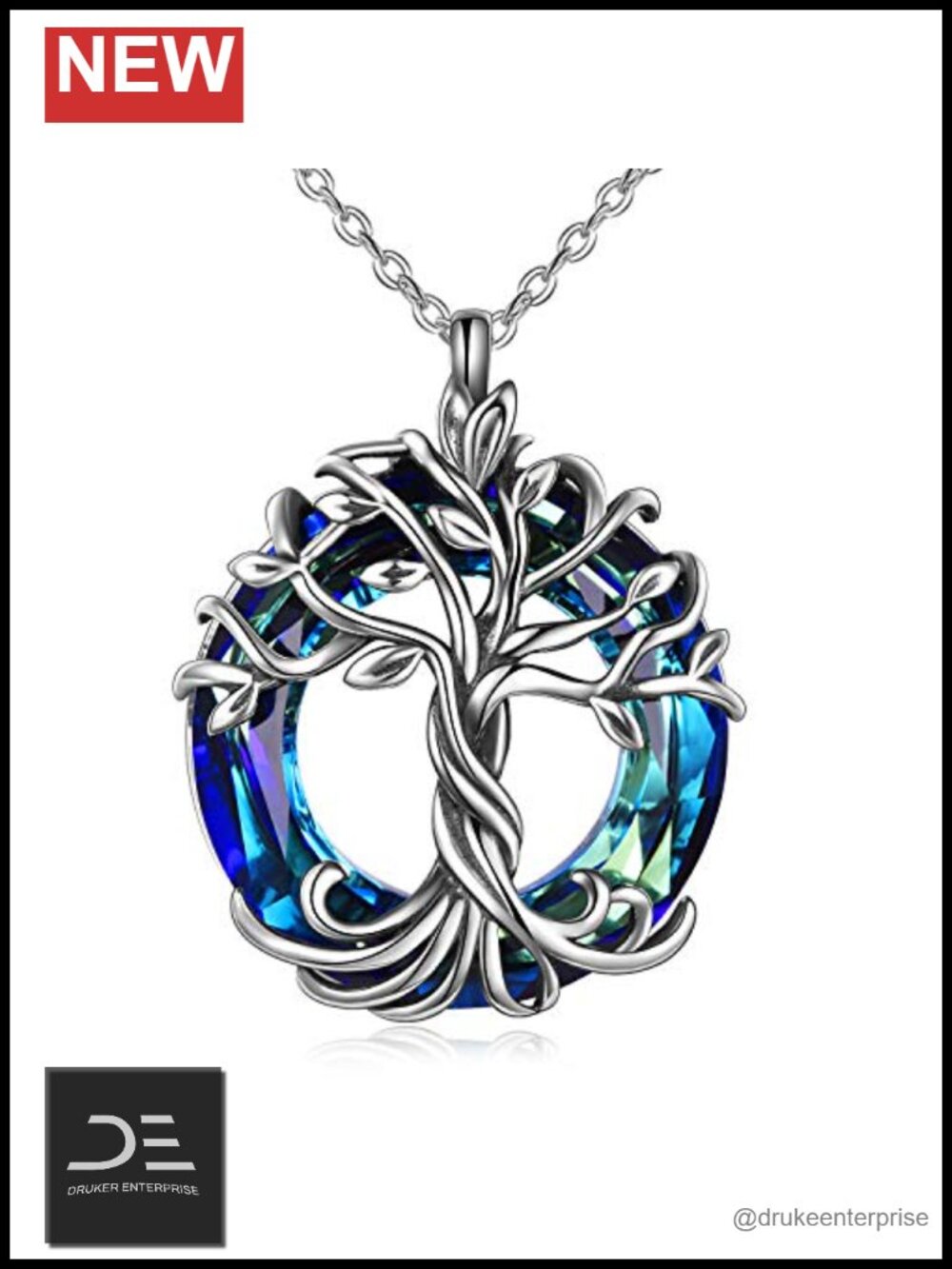 Tree of Life Necklace 925 Sterling Silver Celtic Crystal Pendant for Women